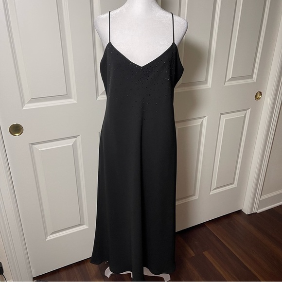 Jones New York Cocktail Dress Spaghetti Straps V-Neck Embellished Beadwork Lined - Picture 2 of 15